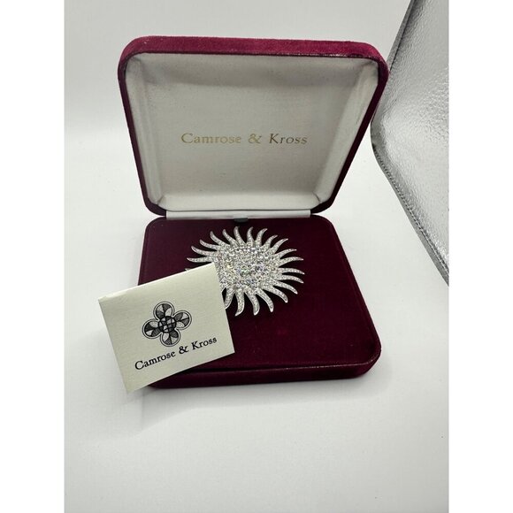 Camrose & Kross Rhinestone Sunburst Brooch Pin Jacqueline Jackie Kennedy - Picture 4 of 6